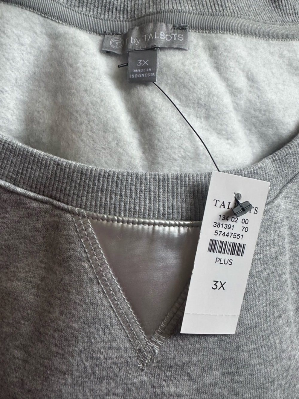 Talbots Light Gray 3X Pullover Sweatshirt NWT